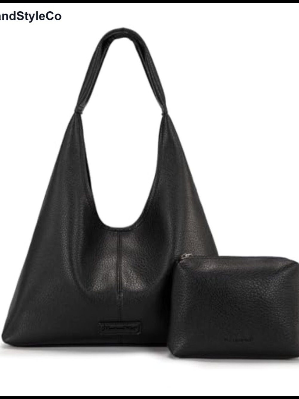 Soft PU Leather Hobo Shoulder Bag Slouchy Tote with Pouch